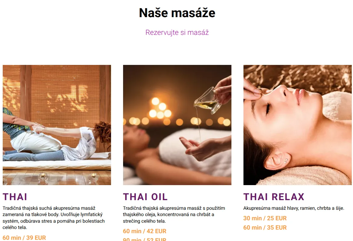 Masážne salóny – ukážka 2